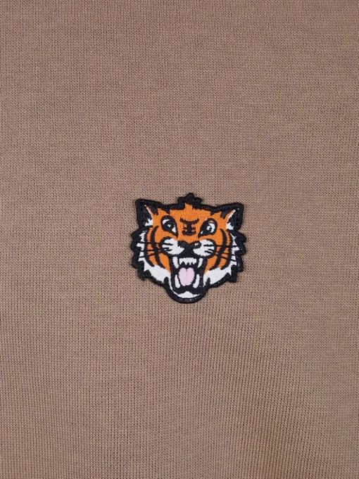 Kenzo Felpa Uomo Marrone Patch Testa Tigre