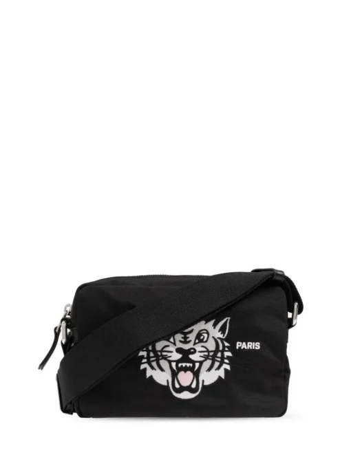 Kenzo Uomo Borsa Nero Ricamo Happy Tiger