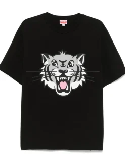 Kenzo Uomo T-shirt Nero Happy Tiger