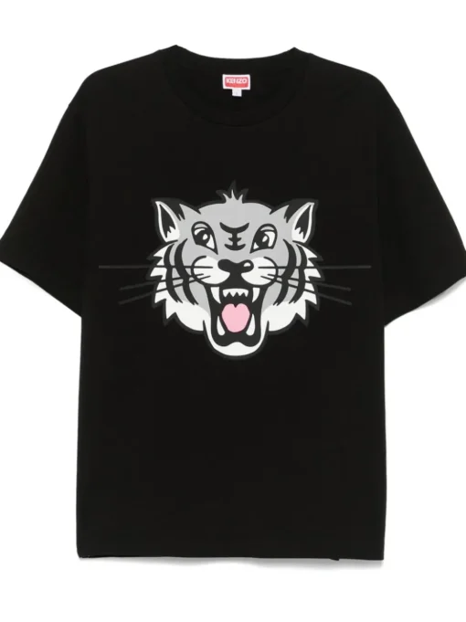 Kenzo Uomo T-shirt Nero Happy Tiger