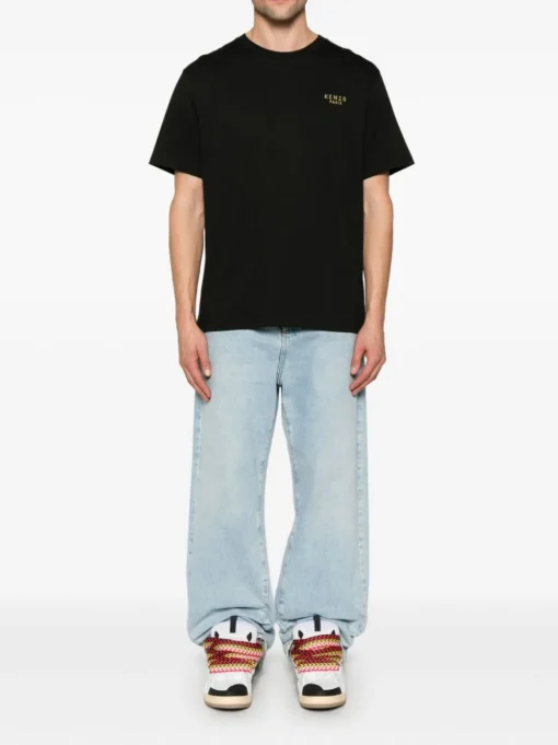 Kenzo Uomo T-shirt Nero Ricamo Serpente