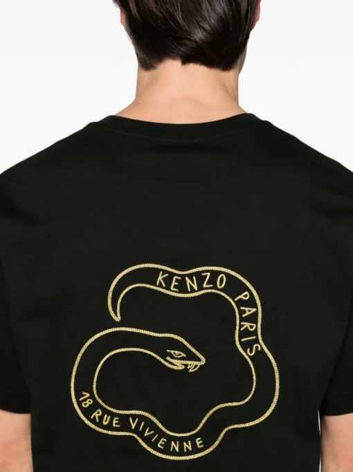 Kenzo Uomo T-shirt Nero Ricamo Serpente