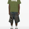 Kenzo Uomo T-shirt Verde Logo Fiore Boke