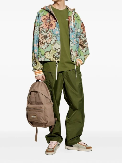Kenzo Uomo T-shirt Verde Logo Fiore Boke