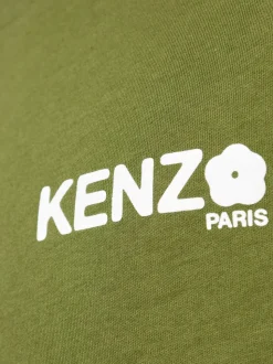 Kenzo Uomo T-shirt Verde Logo Fiore Boke