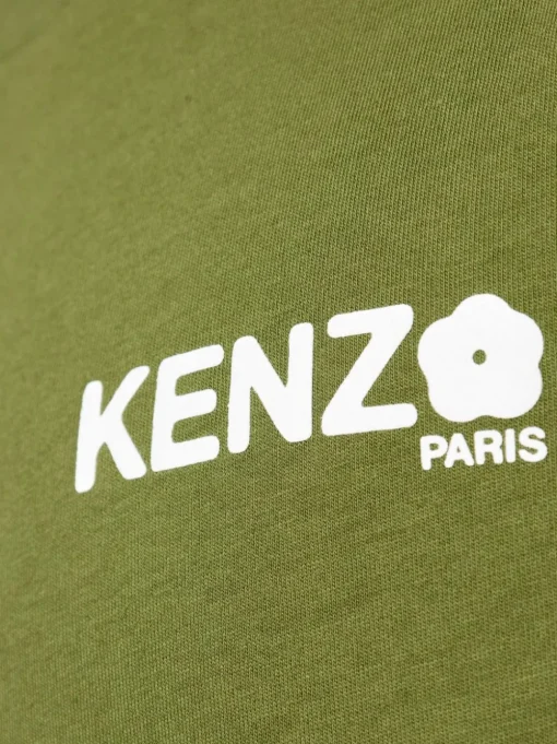 Kenzo Uomo T-shirt Verde Logo Fiore Boke