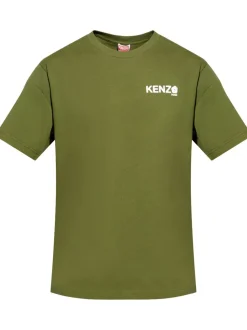 Kenzo Uomo T-shirt Verde Logo Fiore Boke