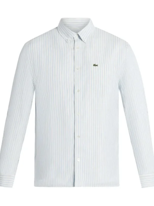 Lacoste Camicia Bianco-Celeste Uomo a Righe