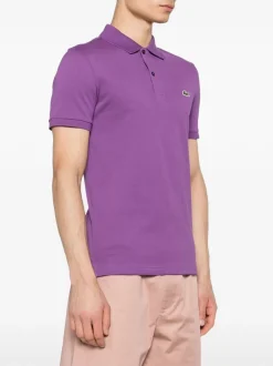 Lacoste Polo Viola Uomo Ricamo Coccodrillo Verde