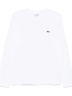 Lacoste T-shirt Bianco Uomo Maniche Lunghe Ricamo Coccodrillo