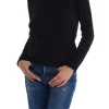 Maglia a Collo Alto con Maniche Lunghe e Orlo Dritto in Nero