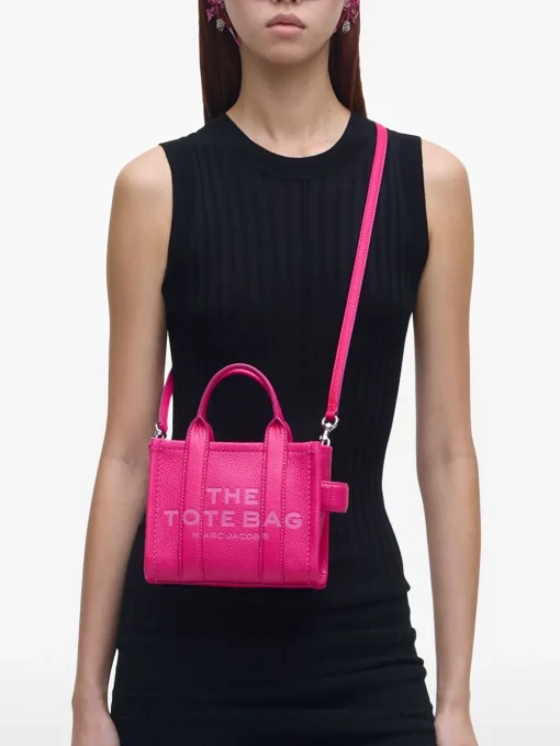Marc Jacobs Borsa Rosa Donna The Leather Mini Tote Bag