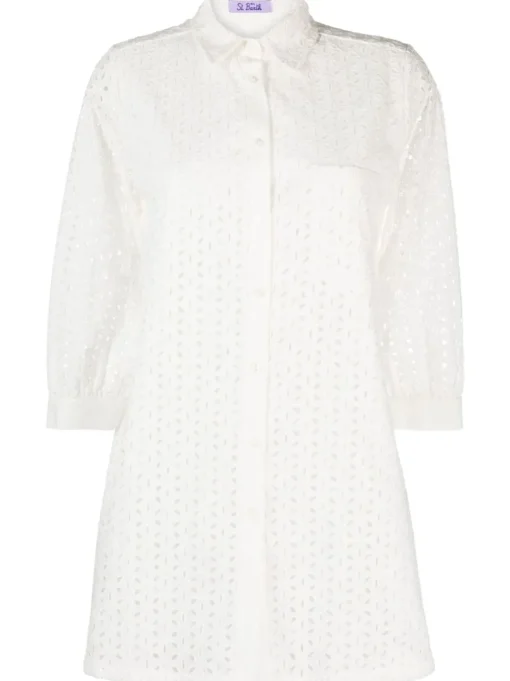 Mc2 Saint Barth Camicia Bianco Donna Pizzo Sangallo