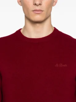 Mc2 Saint Barth Maglia Bordeaux Uomo Ricamo Logo