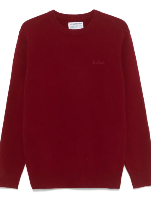 Mc2 Saint Barth Maglia Bordeaux Uomo Ricamo Logo