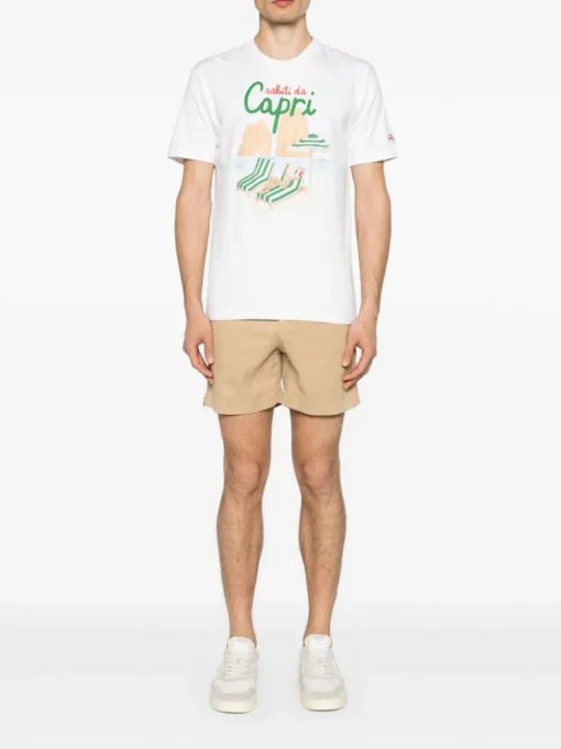 Mc2 Saint Barth T-shirt Bianco Uomo Motivo Saluti da Capri