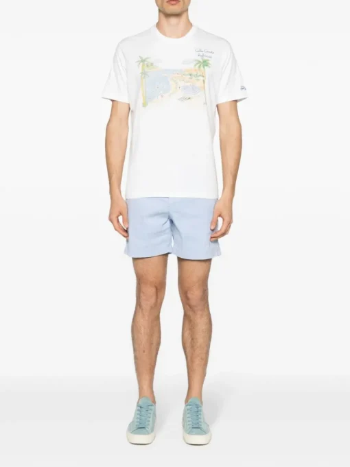 Mc2 Saint Barth T-shirt Bianco Uomo Motivo Cala Comte