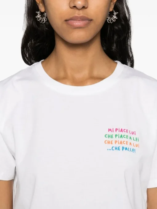 Mc2 Saint Barth T-shirt Bianco Donna Ricamo Mi Piace Lui
