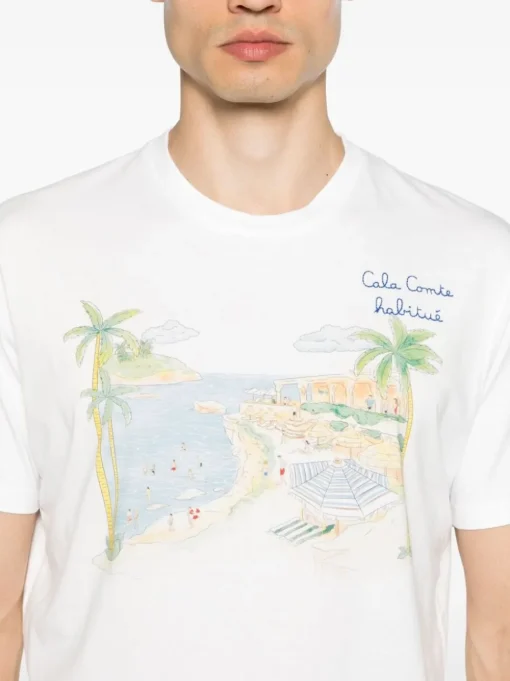 Mc2 Saint Barth T-shirt Bianco Uomo Motivo Cala Comte