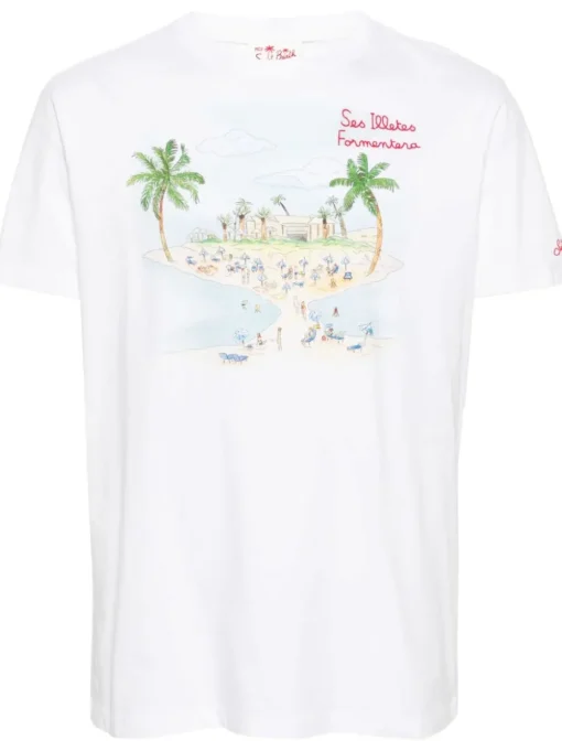 Mc2 Saint Barth T-shirt Bianco Uomo Motivo Formentera