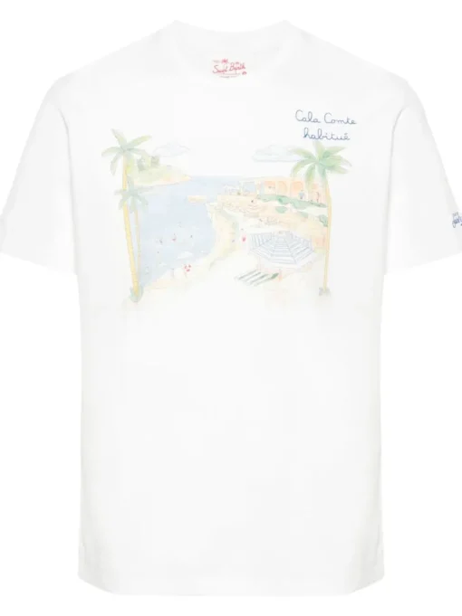 Mc2 Saint Barth T-shirt Bianco Uomo Motivo Cala Comte