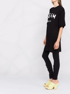 Msgm Abito Nero Donna modello T-shirt con stampa
