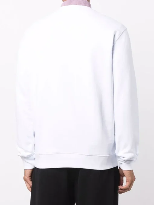 Msgm Felpa Bianco Uomo Stampa Logo Milano