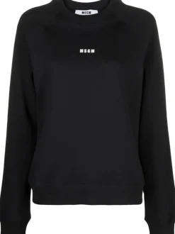 Msgm Felpa Nero Donna Micro Logo
