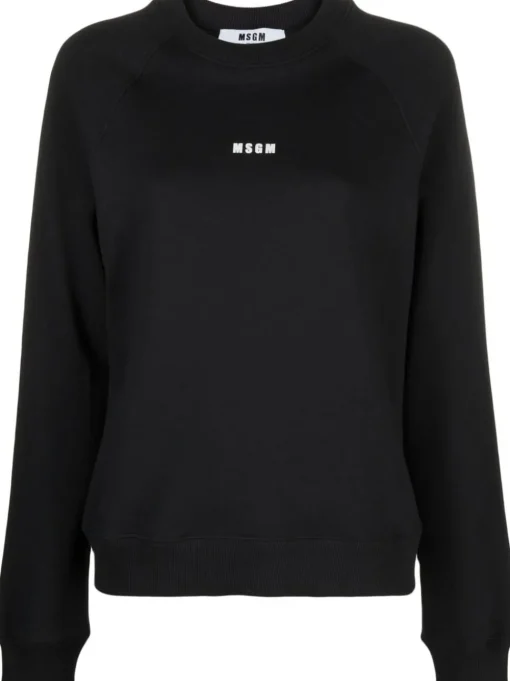 Msgm Felpa Nero Donna Micro Logo