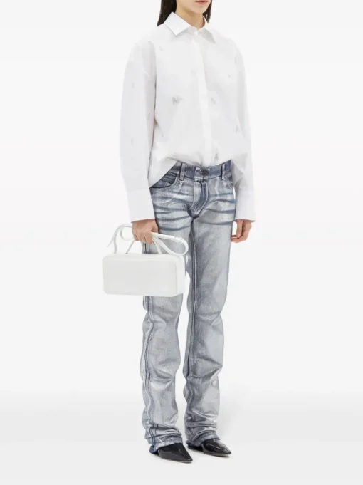 Msgm Jeans Blu Donna Effetto Metallizzato