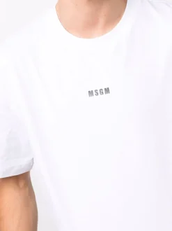Msgm T-shirt Bianco Uomo Stampa Micro Logo