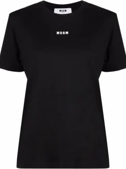 Msgm T-shirt Nero Donna Micro Logo