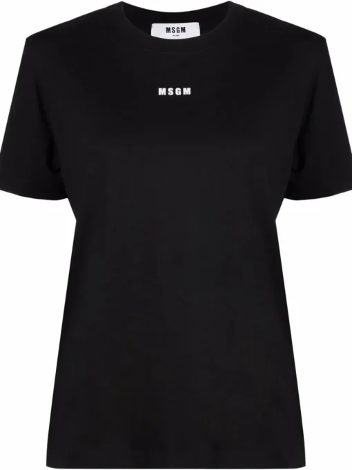 Msgm T-shirt Nero Donna Micro Logo