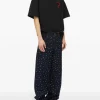 Msgm T-shirt Nero Uomo con Applicazione Rossa