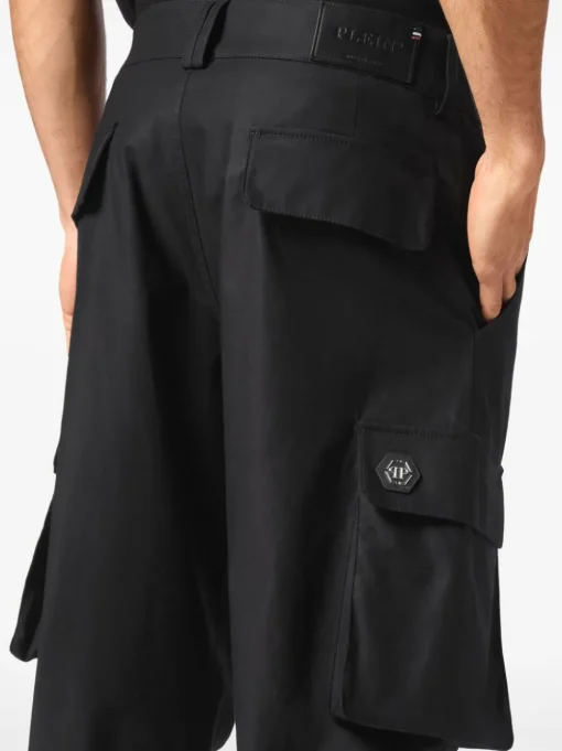 Philipp Plein Pantalone Nero Uomo Cargo Crop