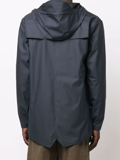 Rains Giubbotto Blu Uomo Impermeabile Dritto Cappuccio