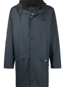 Rains Giubbotto Blu Uomo Impermeabile Dritto Lungo