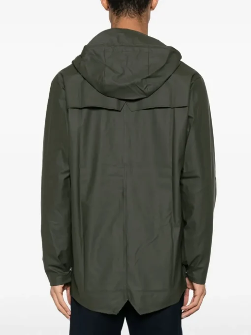 Rains Giubbotto Verde Uomo Impermeabile Dritto Cappuccio