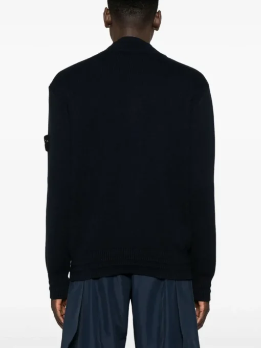 Stone Island Cardigan Blu Uomo Patch Compass
