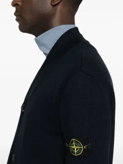 Stone Island Cardigan Blu Uomo Patch Compass
