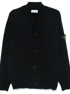 Stone Island Cardigan Blu Uomo Patch Compass
