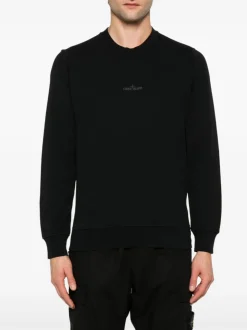 Stone Island Felpa Nero Uomo Maxi Logo Posteriore