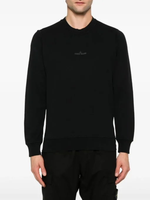 Stone Island Felpa Nero Uomo Maxi Logo Posteriore