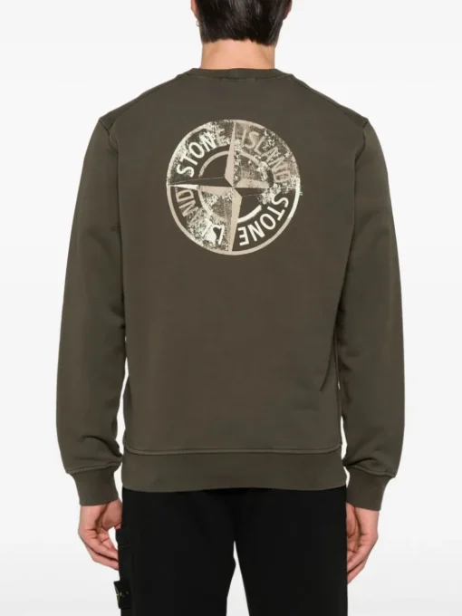 Stone Island Felpa Verde Uomo Maxi Logo Posteriore