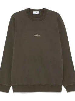 Stone Island Felpa Verde Uomo Maxi Logo Posteriore