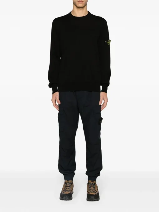 Stone Island Maglia Nero Uomo Patch Logo Compass