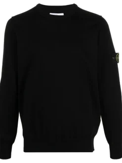 Stone Island Maglia Nero Uomo Patch Logo Compass