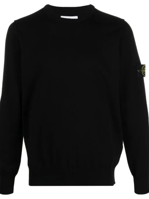 Stone Island Maglia Nero Uomo Patch Logo Compass