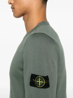 Stone Island Maglia Verde Uomo Patch Logo Compass
