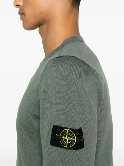 Stone Island Maglia Verde Uomo Patch Logo Compass